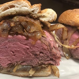 # 3, Brisket Beef, Fried Onion, Melted Swiss on Club Bread Sandwich